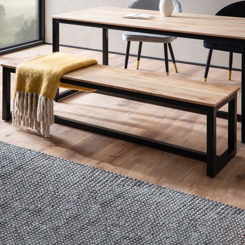 Banc Salle à Manger Cuisine Bois Massif D’acacia Métal Style Industriel 120 Cm
