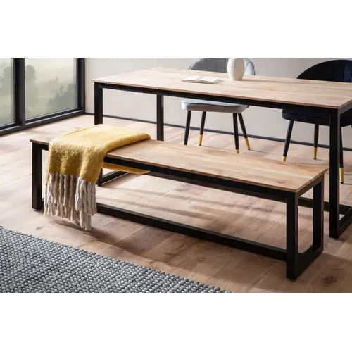 Banc Salle à Manger Cuisine Bois Massif D’acacia Métal Style Industriel 120 Cm