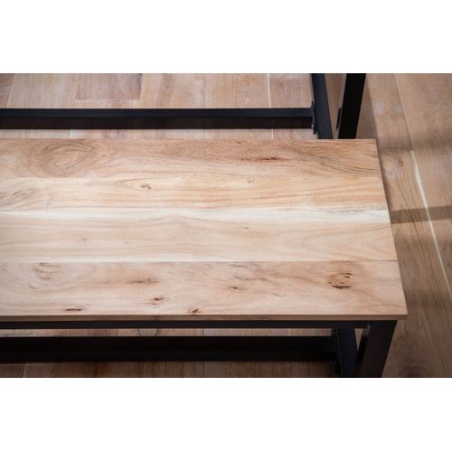 Banc Salle à Manger Cuisine Bois Massif D’acacia Métal Style Industriel 120 Cm