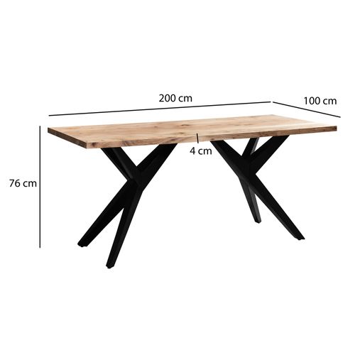 Table De Salle à Manger Cuisine Bois Massif Métal Grande Industriel 200 Cm