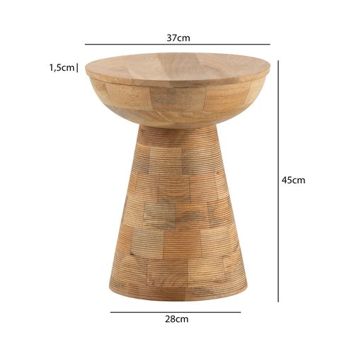 Bout de canapé Haute De Salon Bois Massif Ø 37 Cm Ronde Moderne Marron