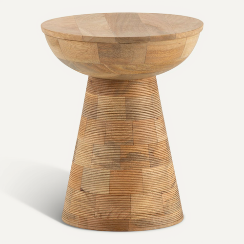 Bout de canapé Haute De Salon Bois Massif Ø 37 Cm Ronde Moderne Marron