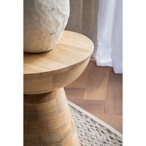 Bout de canapé Haute De Salon Bois Massif Ø 37 Cm Ronde Moderne Marron