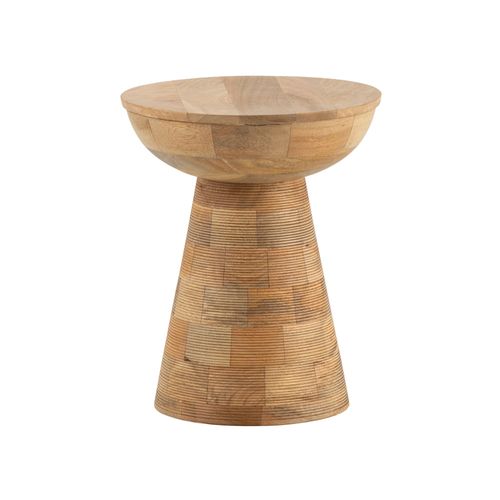 Bout de canapé Haute De Salon Bois Massif Ø 37 Cm Ronde Moderne Marron