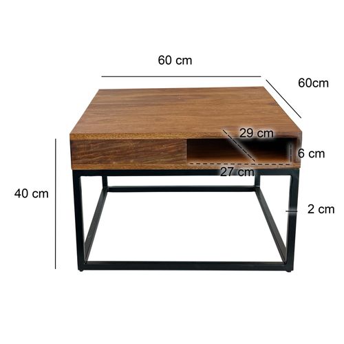 Table Basse Table De Canapé En Bois Massif 60 Cm Table De Salon Carrée