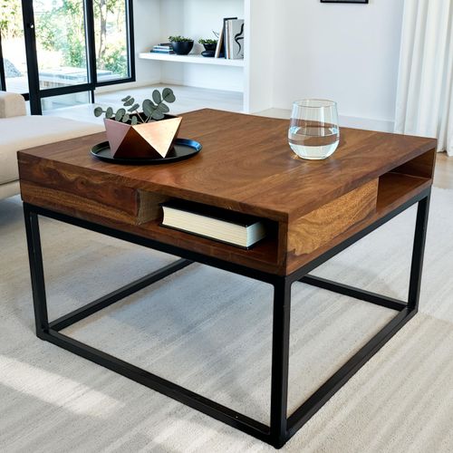 Table Basse Table De Canapé En Bois Massif 60 Cm Table De Salon Carrée