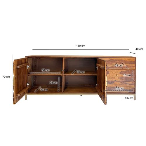 Buffet Bois Sheesham 180 Cm 4 Portes 3 Tiroirs Design Moderne Salon