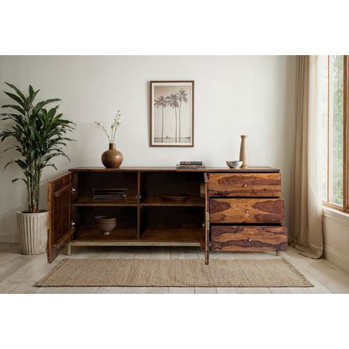Buffet Bois Sheesham 180 Cm 4 Portes 3 Tiroirs Design Moderne Salon