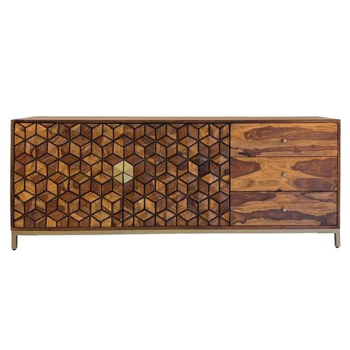 Buffet Bois Sheesham 180 Cm 4 Portes 3 Tiroirs Design Moderne Salon