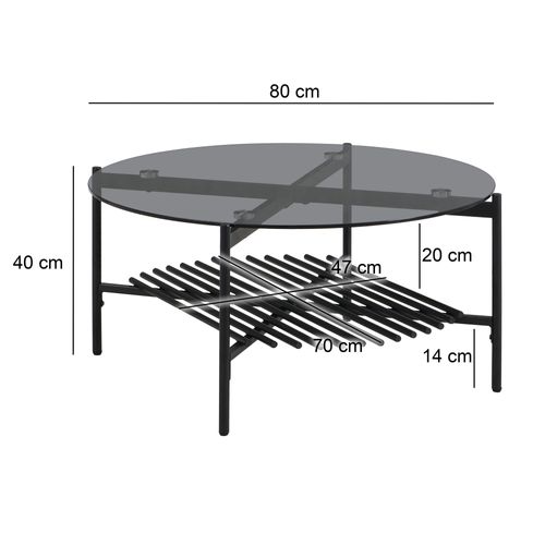 Table Basse Table De Salon Verre Métal 80 Cm Noir Table De Canapé Ronde