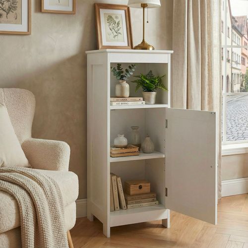 Étagère Sur Pied Blanche, Étagère De Niche, Rangement, Petite Armoire, Commode