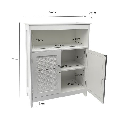Étagère Sur Pied Blanche Portes Cannage Étagère De Rangement Armoire Commode