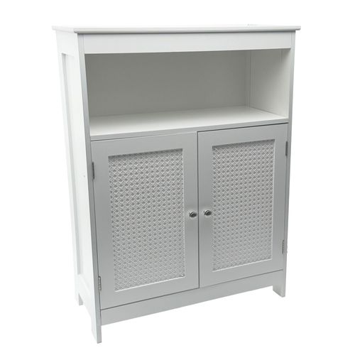 Étagère Sur Pied Blanche Portes Cannage Étagère De Rangement Armoire Commode