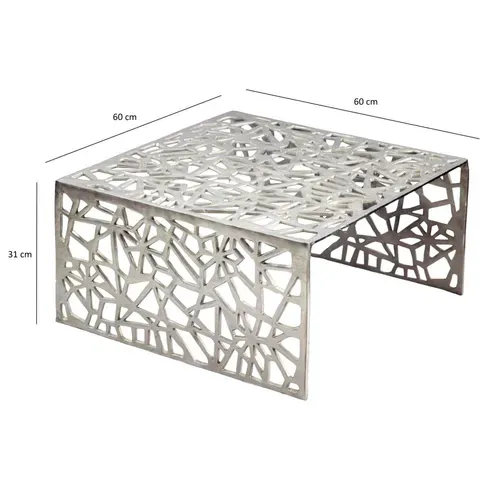 Table Basse 60cm Aluminium Table De Canapé Alu Table De Salon Métal Carrée