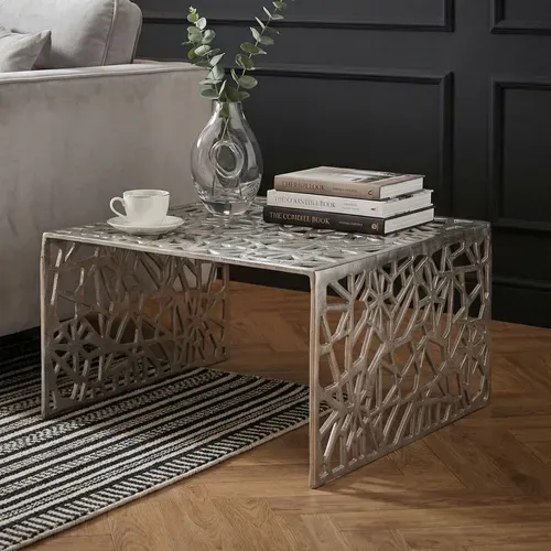Table Basse 60cm Aluminium Table De Canapé Alu Table De Salon Métal Carrée