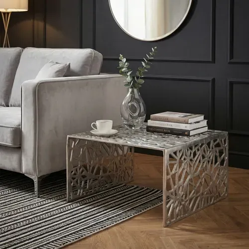 Table Basse 60cm Aluminium Table De Canapé Alu Table De Salon Métal Carrée