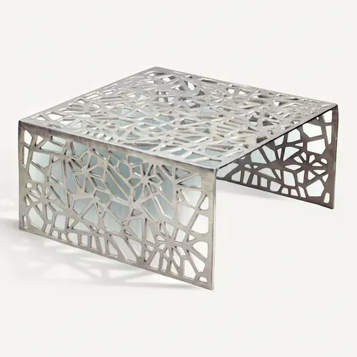 Table Basse 60cm Aluminium Table De Canapé Alu Table De Salon Métal Carrée
