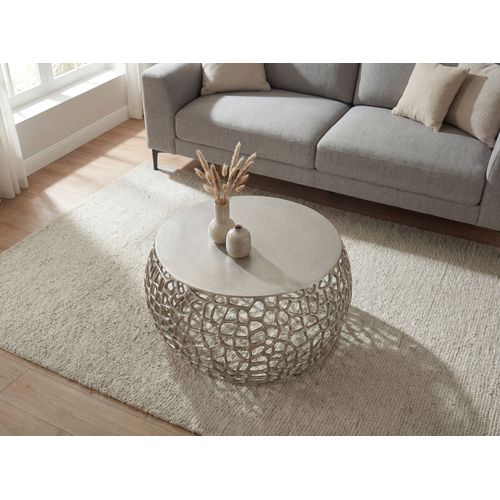 Table Basse Métal Argent Table De Canapé 60cm Table Salon Ronde Table D'appoint