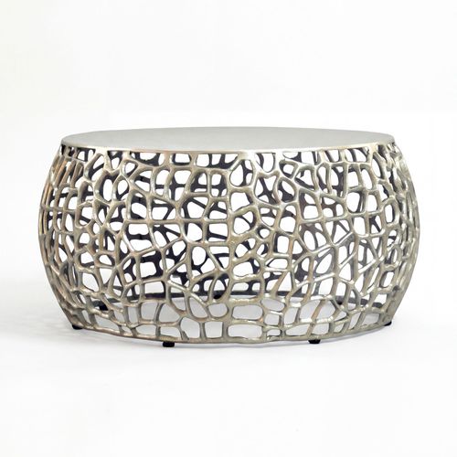 Table Basse Métal Argent Table De Canapé 60cm Table Salon Ronde Table D'appoint