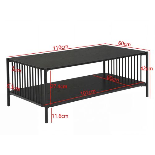 Table Basse 110cm Aspect Chêne Noir Table De Salon Table Séjour Table D'appoint
