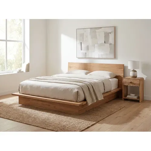 Table De Chevet 54cm Bois Massif, Console De Nuit Haute Avec Tiroir Et étagère