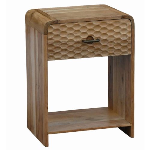 Table De Chevet 54cm Bois Massif, Console De Nuit Haute Avec Tiroir Et étagère