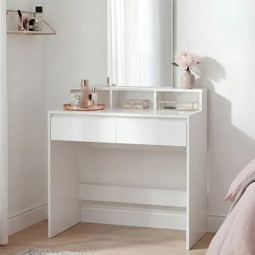 Coiffeuse 80cm Table De Maquillage Blanche Miroir Table De Maquillage étagère