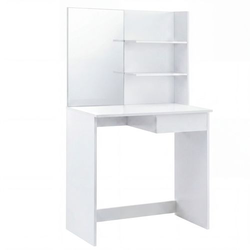 Coiffeuse 75cm Table Maquillage Coiffeuse Blanche Miroir Table Make-up étagère