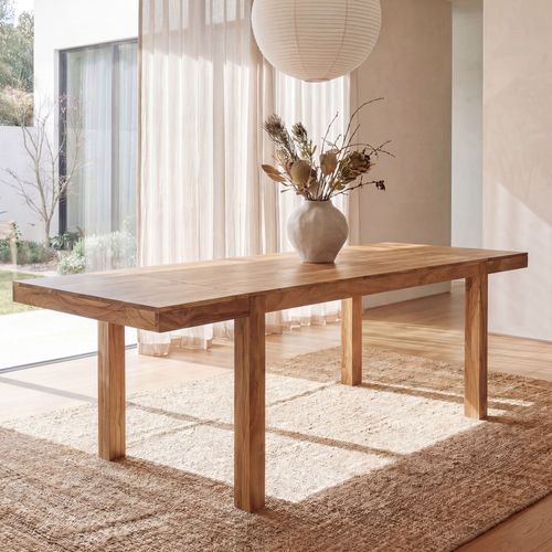 Table De Salle À Manger Extensible 160 - 240cm Bois Massif Table De Cuisine Fait Main Marron clair