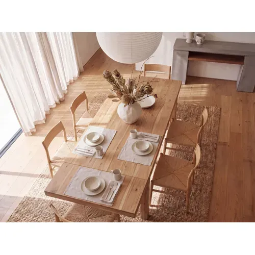 Table De Salle À Manger Extensible 160 - 240cm Bois Massif Table De Cuisine Fait Main Marron clair