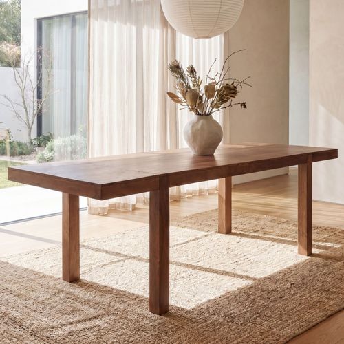 Table De Salle À Manger Extensible 160 - 240cm Bois Massif Table De Cuisine Fait Main Marron foncé