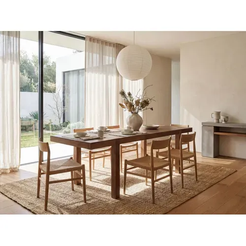 Table De Salle À Manger Extensible 160 - 240cm Bois Massif Table De Cuisine Fait Main Marron foncé
