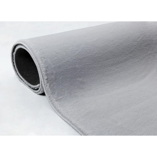 Tapis Cosy Moderne Fourrure Douillet Lavable, Gris, 200 Cm Ronde