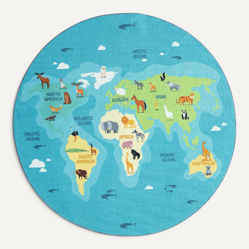 Tapis Happy Life D'apprentissage, Bleu, 200 Cm Ronde