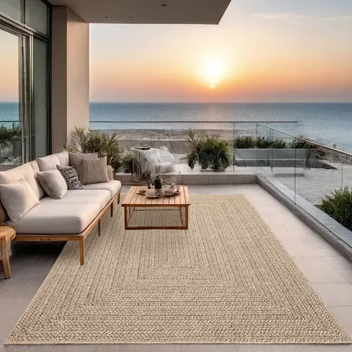 Tapis Kansas Extérieur Jute Terrasse - Nature - 140x200 Cm