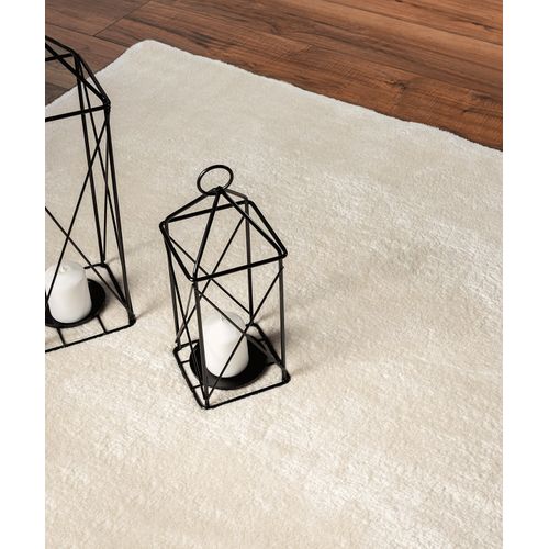 Tapis Moelleux Poils Courts, Antidérapant, Lavable, Soft, Beige, 120 X 120 Cm
