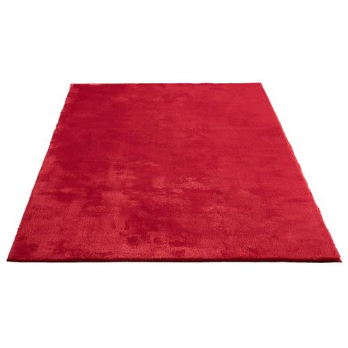 Tapis Moelleux Poils Courts, Antidérapant, Lavable, Soft, Rouge, 140 X 200 Cm