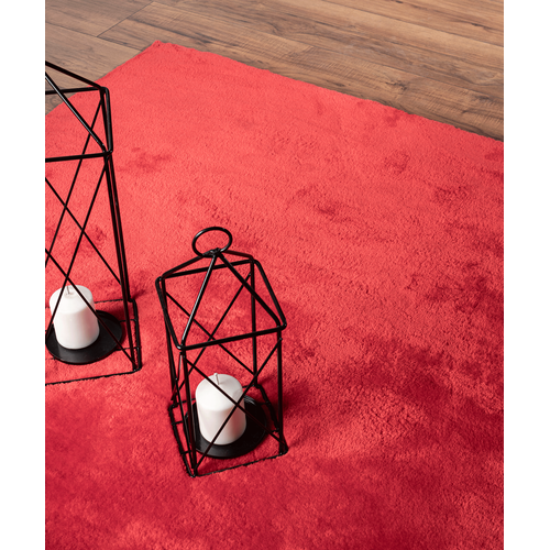 Tapis Moelleux Poils Courts, Antidérapant, Lavable, Soft, Rouge, 140 X 200 Cm