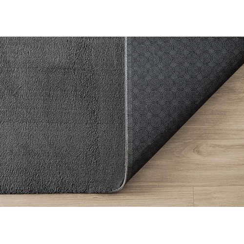 Tapis Moelleux Poils Courts, Antidérapant, Lavable, Soft, Anthracite, 60 X 110 Cm