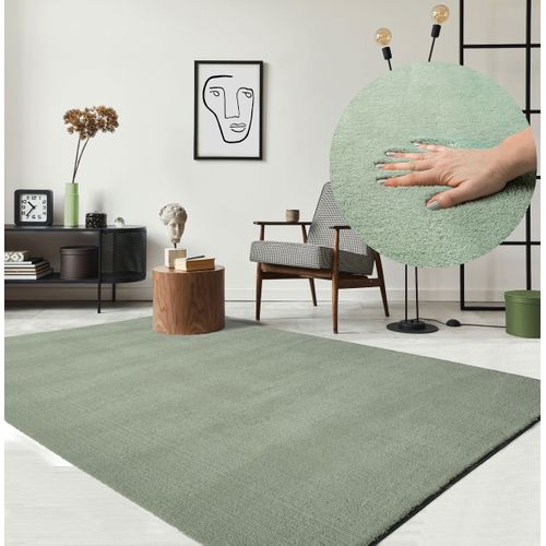 Tapis Moelleux Poils Courts, Antidérapant, Lavable, Soft, Vert, 60 X 110 Cm