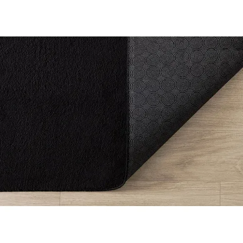 Tapis Moelleux Poils Courts, Antidérapant, Lavable, Soft, Noir, 160 X 220 Cm