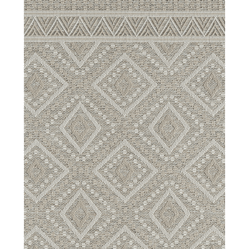 Tapis Calgary Tissé Plat Extérieur Design Moderne, Beige, 120 Cm Ronde