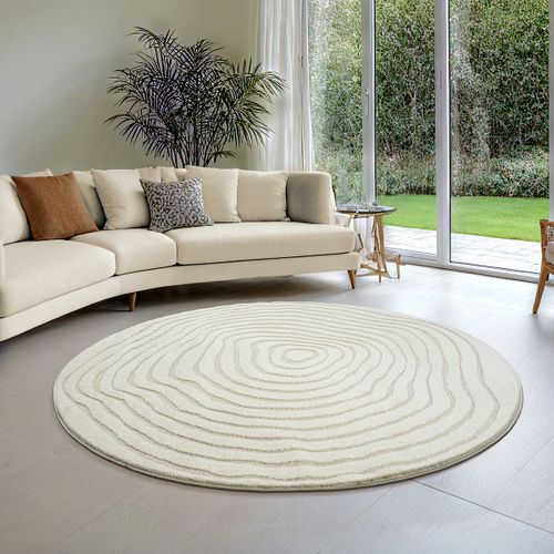 Tapis ISTAN à poils longs aspect brillant crème 120cm