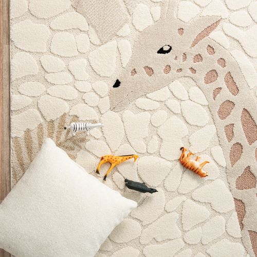 Tapis Jungle Kids Chambre Enfant 3d Résistant - Crème - 120x170 Cm