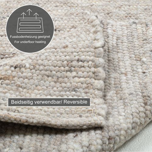 Tapis En Laine Réversible Alm-glück 200x250 Cm - Sable