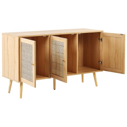 Commode à 3 Portes En Rotin Bois Clair Perote