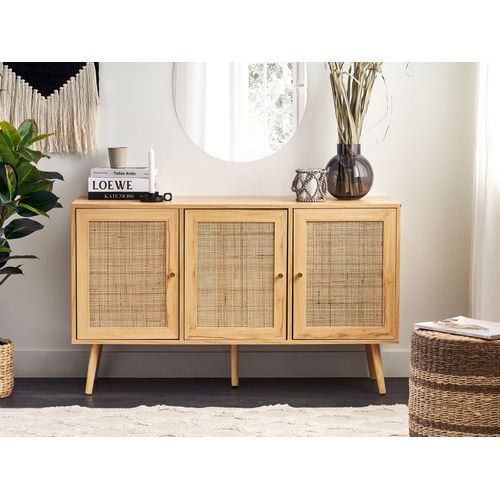 Commode à 3 Portes En Rotin Bois Clair Perote