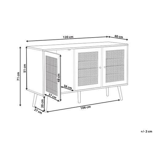 Commode à 3 Portes En Rotin Bois Clair Perote