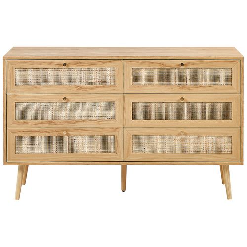 Commode à 6 Tiroirs En Rotin Bois Clair Perote
