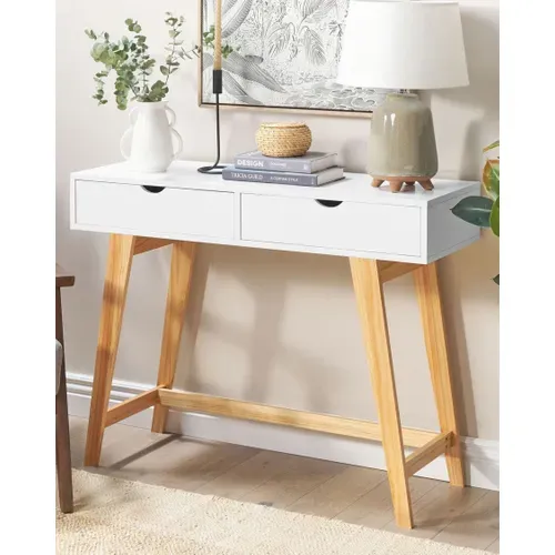Console Blanc Et Bois Clair Sully